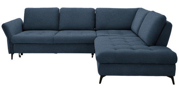 ECKSOFA in Bouclé Blau  - Blau/Schwarz, Natur, Textil/Metall (288/233cm) - Valnatura