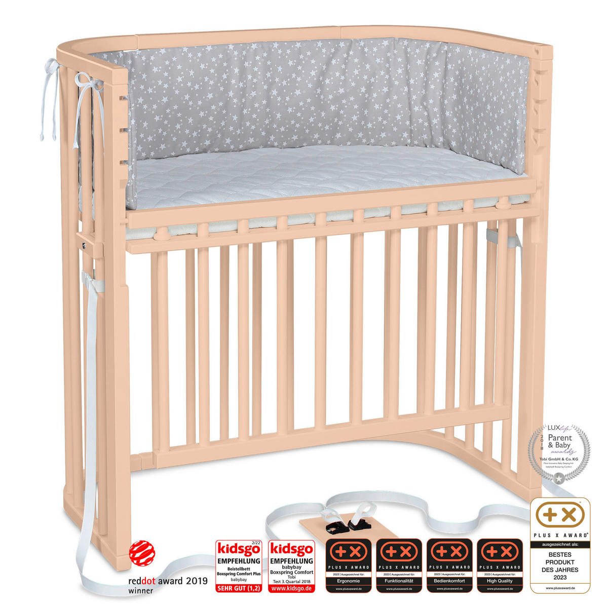 BEISTELLBETT 96/56,50/96,50 cm  - Beige, Basics, Holz (96/56,50/96,50cm) - Babybay