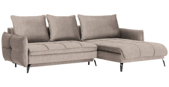 ECKSOFA Beige Flachgewebe  - Beige/Schwarz, Design, Textil/Metall (273/180cm) - Hom`in