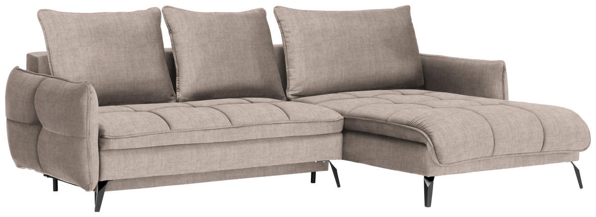 ECKSOFA Beige Flachgewebe  - Beige/Schwarz, Design, Textil/Metall (273/180cm) - Hom`in