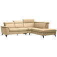 ECKSOFA in Echtleder Beige  - Beige/Schwarz, Design, Leder/Metall (285/239cm) - Cantus