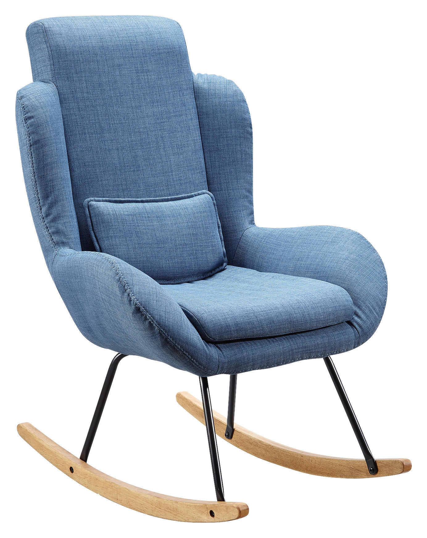 ENTSPANNUNGS- UND STILLSESSEL Webstoff Rückenkissen    - Blau/Eichefarben, Design, Holz/Textil (75/110/88,5cm) - MID.YOU
