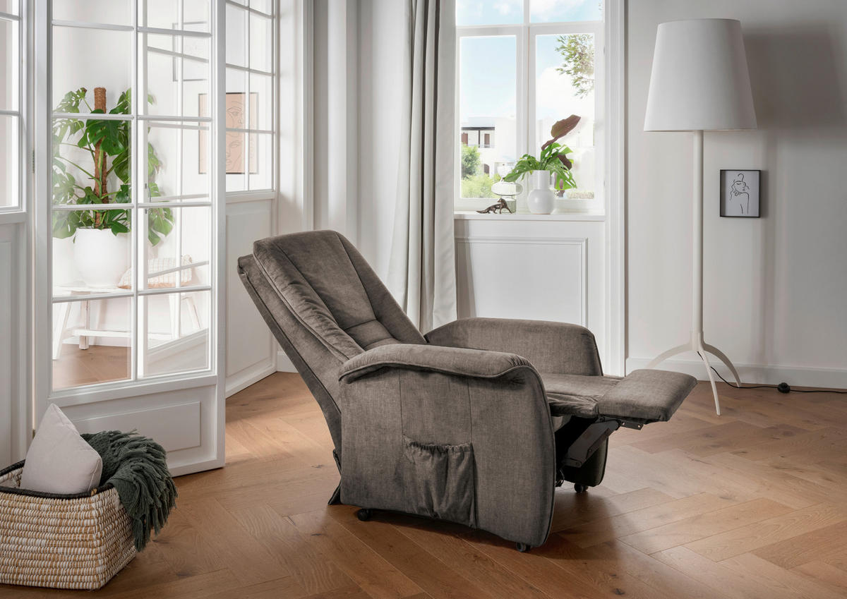 FERNSEHSESSEL in Velours Braun  - Schwarz/Braun, Design, Kunststoff/Textil (77/107/88cm) - Livetastic