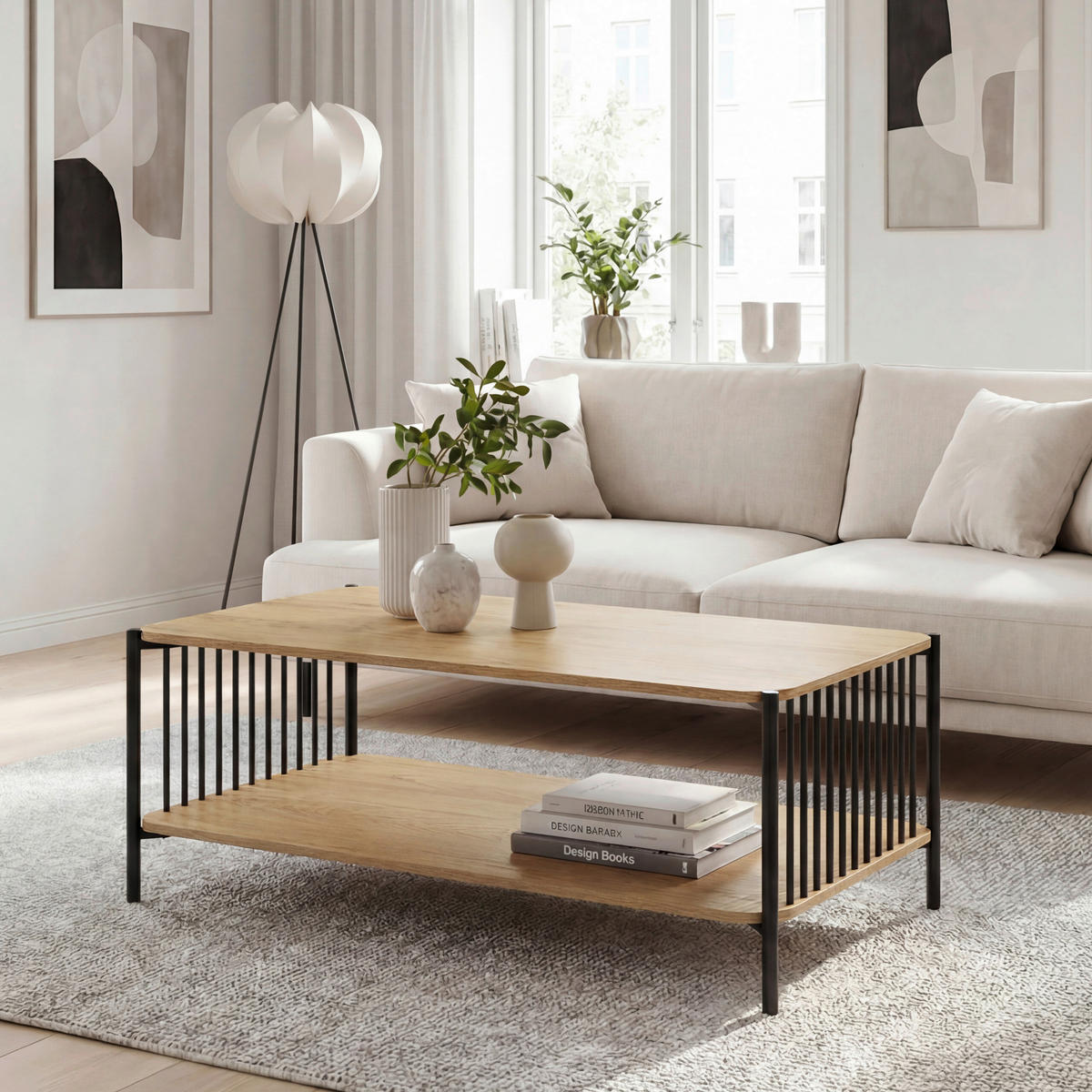 COUCHTISCH Holzwerkstoff 110/60/42 cm  - Schwarz/Braun, Design, Holzwerkstoff/Metall (110/60/42cm) - Livetastic