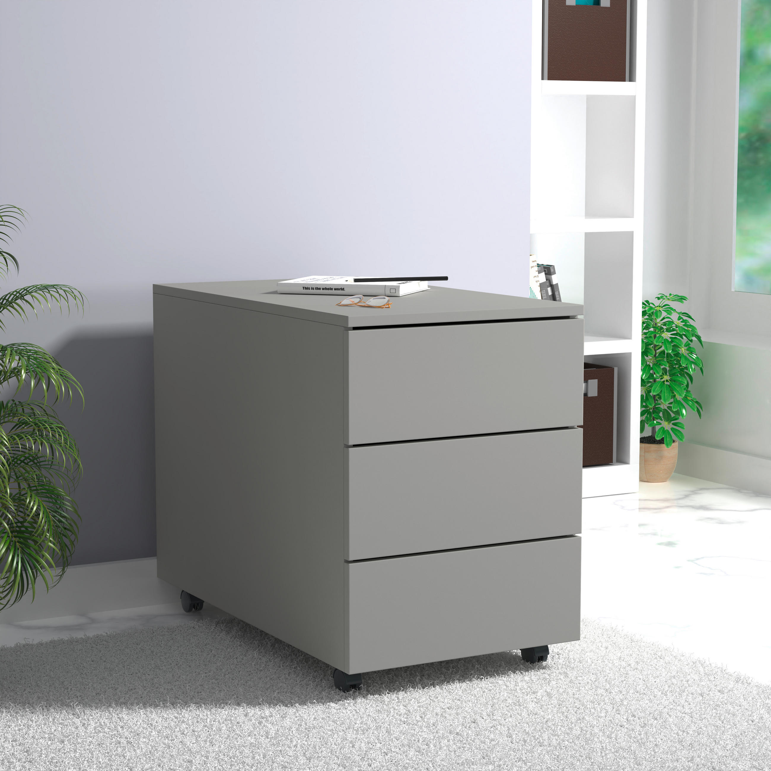 ROLLCONTAINER Grau - Schwarz/Grau, Design, Holzwerkstoff/Kunststoff (39/55/70cm) - MID.YOU