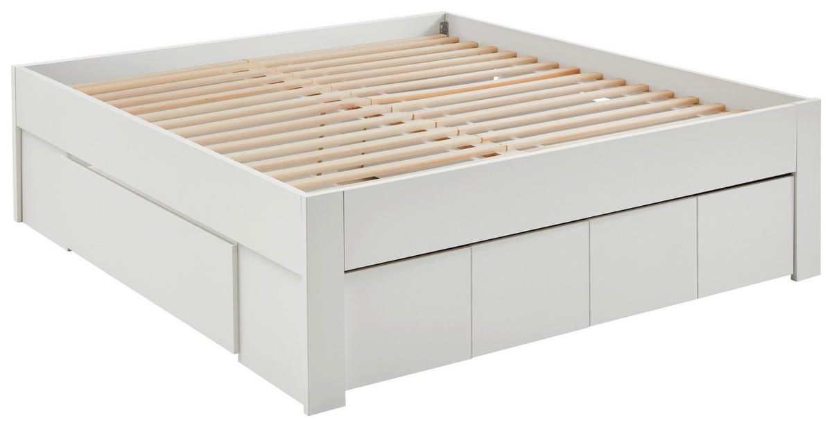 PAT CU SPAȚIU DE DEPOZITARE 180/200 cm  in alb   - alb, Konventionell, material pe bază de lemn (180/200cm) - Carryhome