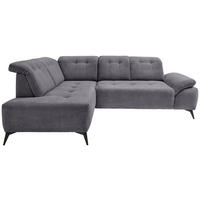 ECKSOFA in Cord Grau  - Schwarz/Grau, Modern, Textil/Metall (200/272cm) - Livetastic
