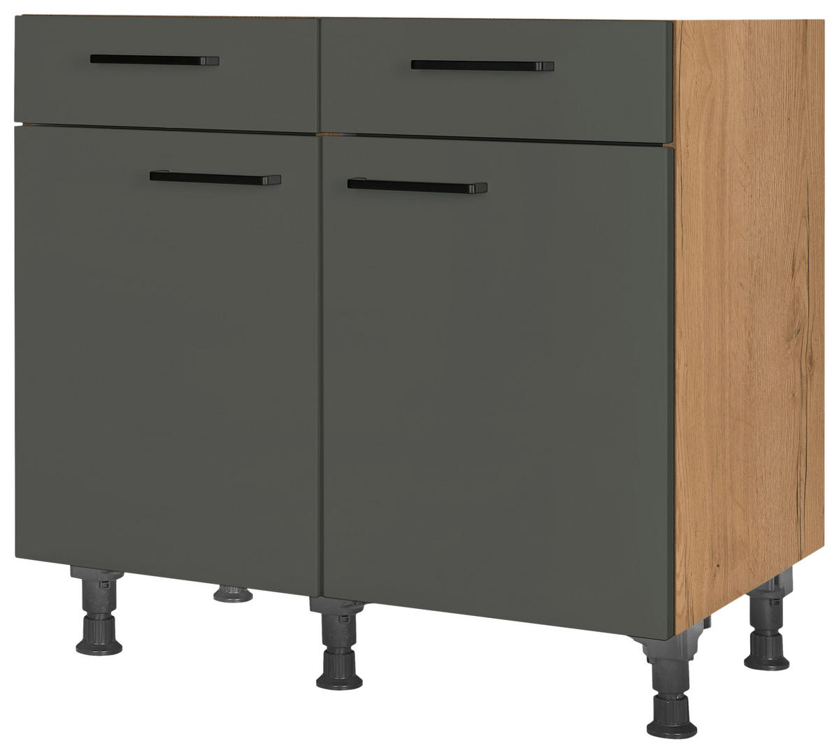 SCHUBKASTENUNTERSCHRANK 90/87/56 cm  in Grün, Eichefarben  - Eichefarben/Schwarz, MODERN, Holzwerkstoff/Metall (90/87/56cm) - Nobilia