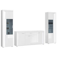 OBÝVACÍ STĚNA, vysoce lesklá bílá - barvy stříbra/vysoce lesklá bílá, Design, kompozitní dřevo/plast (332/202/42cm) - MID.YOU