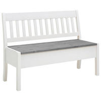 SITZBANK 130/93/58 cm Weiß, Grau Kiefer massiv  - Weiß/Grau, ROMANTIK / LANDHAUS, Holz (130/93/58cm) - Boxxx