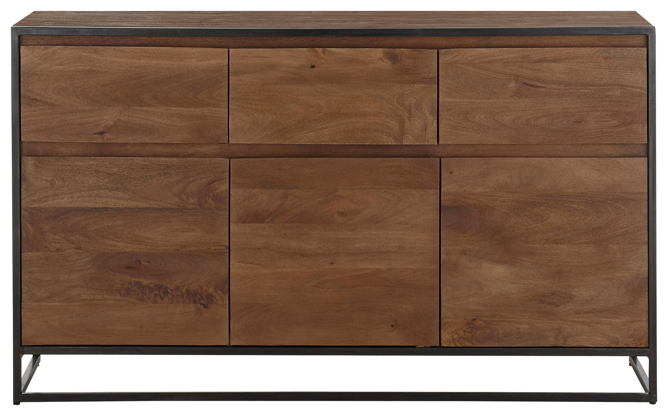 SIDEBOARD  in 160/93/40 cm  - Walnussfarben/Schwarz, LIFESTYLE, Holz/Metall (160/93/40cm) - MID.YOU