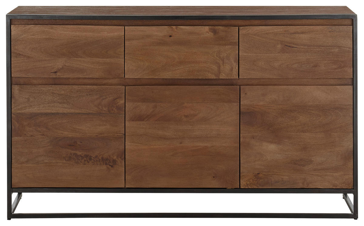SIDEBOARD 160/93/40 cm  - valnötsfärgad/svart, Lifestyle, metall/trä (160/93/40cm) - MID.YOU