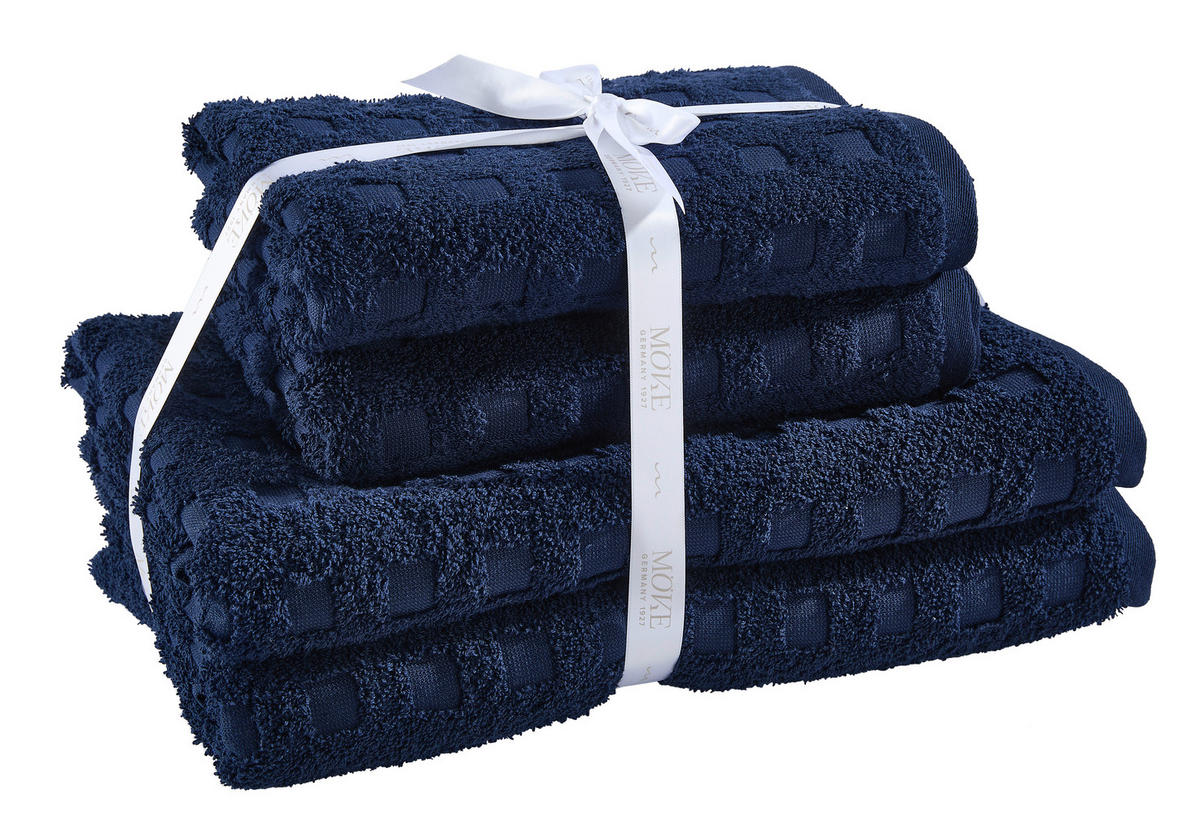 FROTTIERSET Weiß, Blau 4-teilig  - Blau/Weiß, Basics, Textil - Moeve