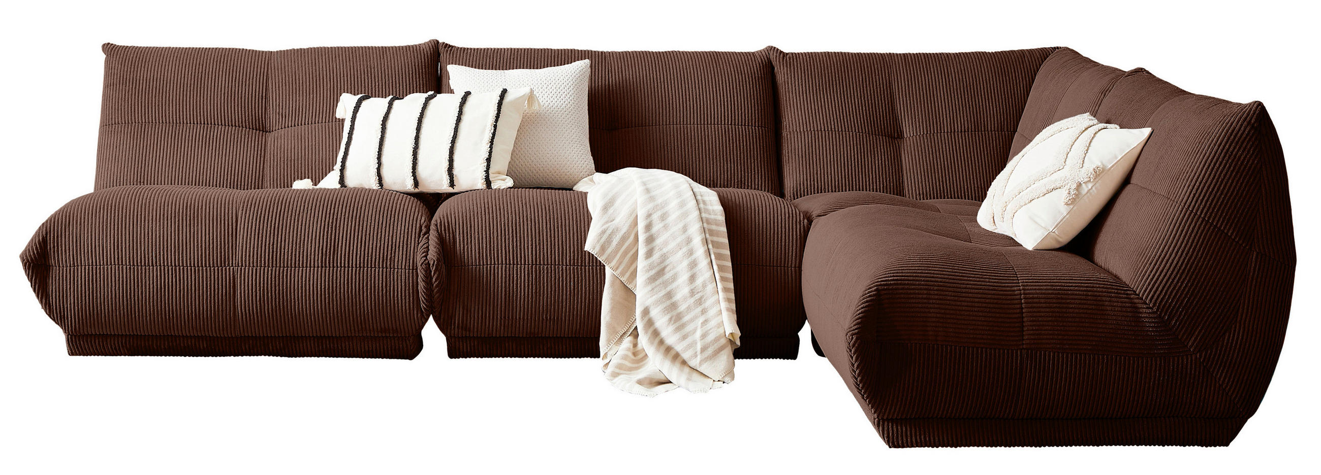 ECKSOFA in Cord Braun  - Braun, Trend, Textil (315/210cm) - Livetastic