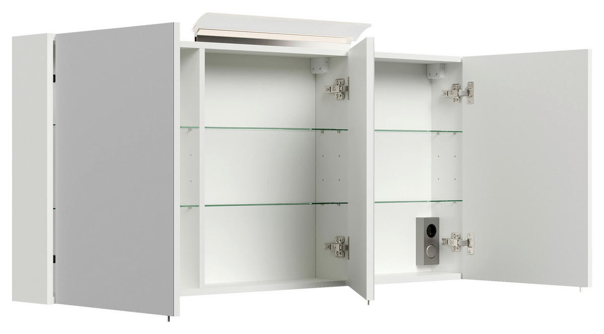 SPIEGELSCHRANK 140/62/17 cm  - Weiß Hochglanz, MODERN, Glas/Holzwerkstoff (140/62/17cm) - MID.YOU