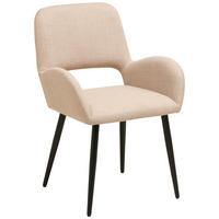 STOLIČKA S PODRÚČKAMI, železo, tkaná textília, béžová - čierna/béžová, Lifestyle, kov/drevo (53/82/63cm) - MID.YOU