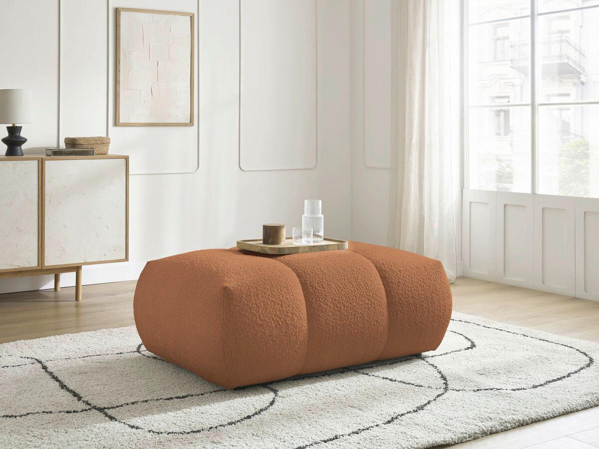 HOCKER FUJI  Bouclé Orange  - Schwarz/Orange, MODERN, Kunststoff/Textil (112/44/80cm)
