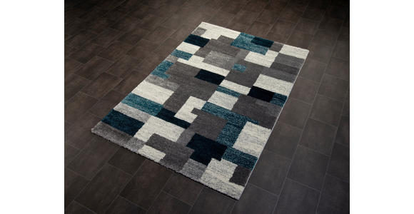 WEBTEPPICH 120/170 cm Astor Grid Grau, Petrol  - Petrol/Grau, KONVENTIONELL, Textil (120/170cm) - Novel