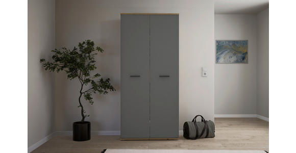 SCHUHSCHRANK 90/195/35 cm  - Anthrazit/Silberfarben, Basics, Holzwerkstoff/Kunststoff (90/195/35cm) - Xora