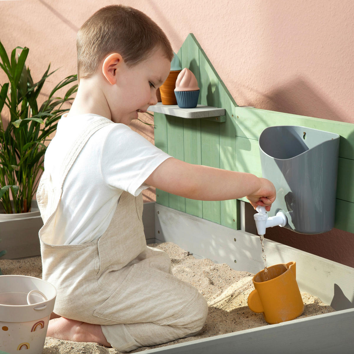 SANDKASTEN 100/100/60 cm  - Hellgrau/Grün, Basics, Holz (100/100/60cm) - MUDDY BUDDY
