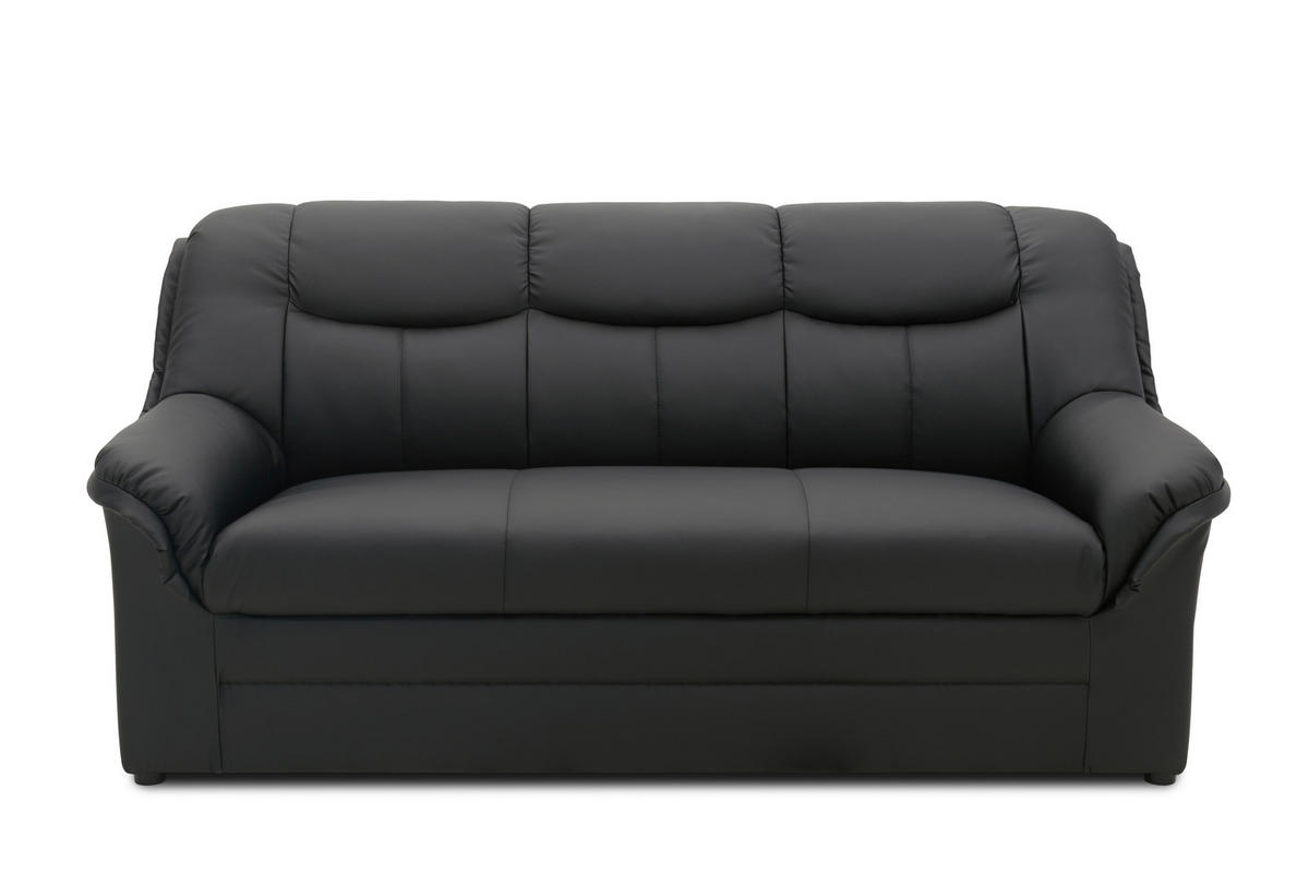 3-SITZER-SOFA BERLIN FK Lederlook Schwarz  - Schwarz, KONVENTIONELL, Kunststoff/Textil (178/89/90cm) - MID.YOU