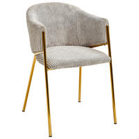 ARMLEHNSTUHL  , Stoffauswahl, Typenauswahl, inklusive Armlehnen  , Cord  ,  - Goldfarben/Hellgrau, Design, Textil/Metall (53/78/61cm) - Ambia Home