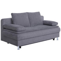 SCHLAFSOFA  mit Schlafen auf Sitzhöhe Webstoff Graubraun  - Chromfarben/Graubraun, Design, Kunststoff/Textil (200/92/90cm) - P & B