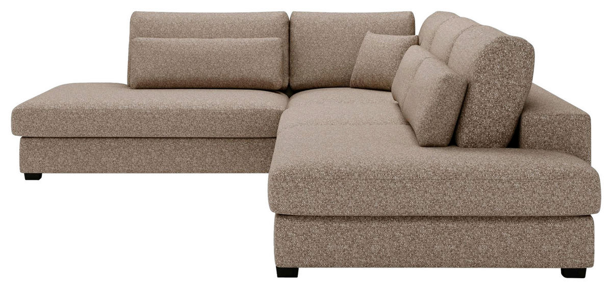 ECKSOFA in Plüsch, Bouclé Hellbraun  - Hellbraun/Schwarz, Design, Kunststoff/Textil (244/332cm) - Livetastic