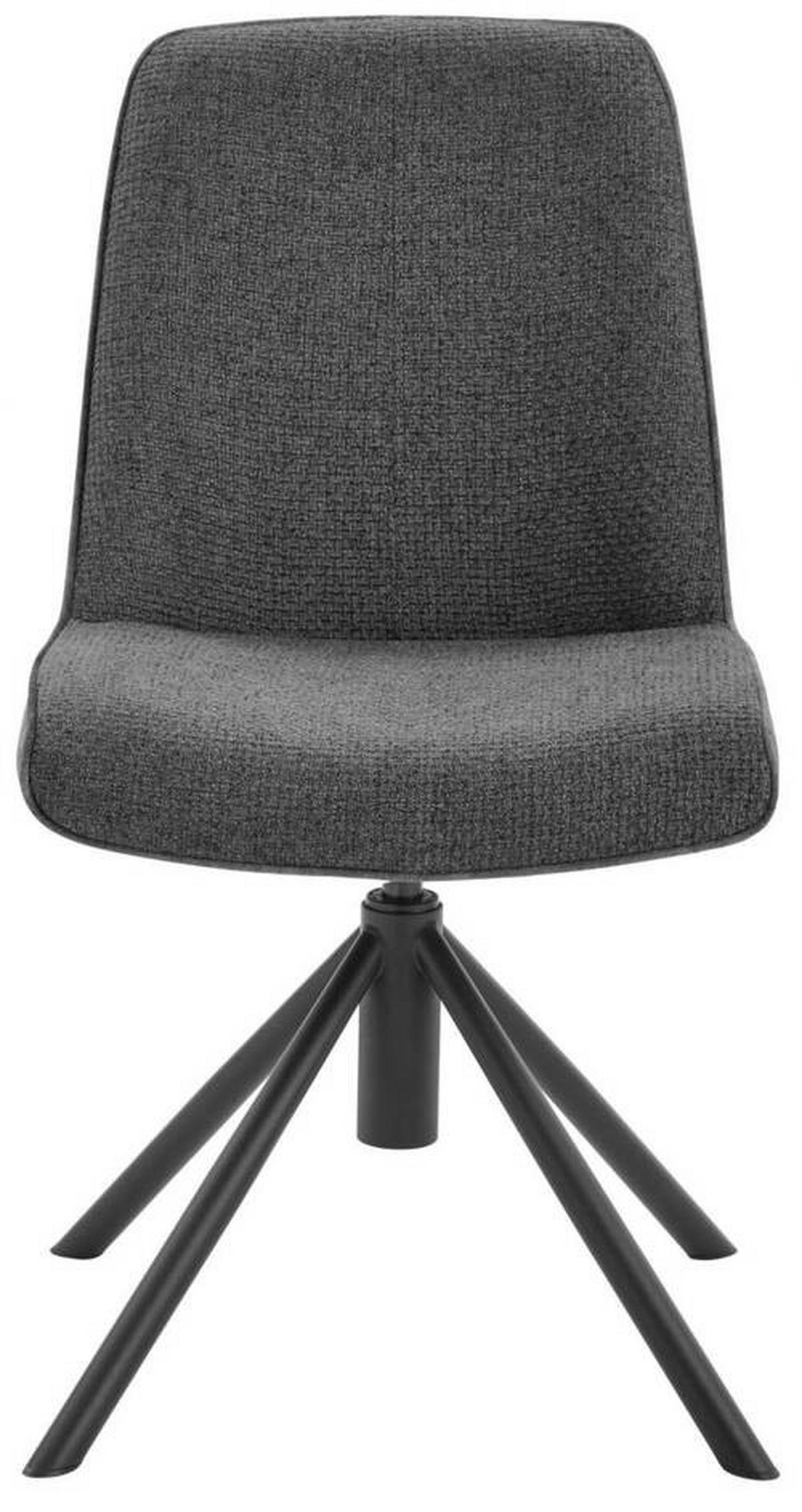 STUHL drehbar  in Eisen Flachgewebe Metall, Textil  - Anthrazit/Schwarz, Design, Textil/Metall (49/88/64cm) - Novel