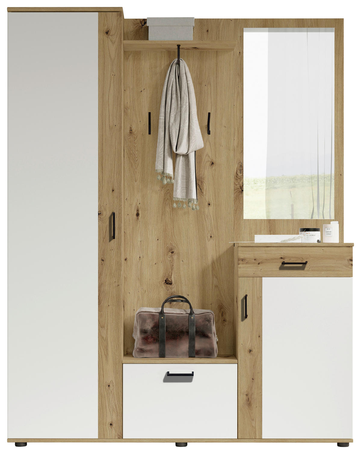 GARDEROBE 5-teilig  in 145/184/29 cm  - Weiss/Eiche Artisan, Design, Holzwerkstoff (145/184/29cm) - MID.YOU