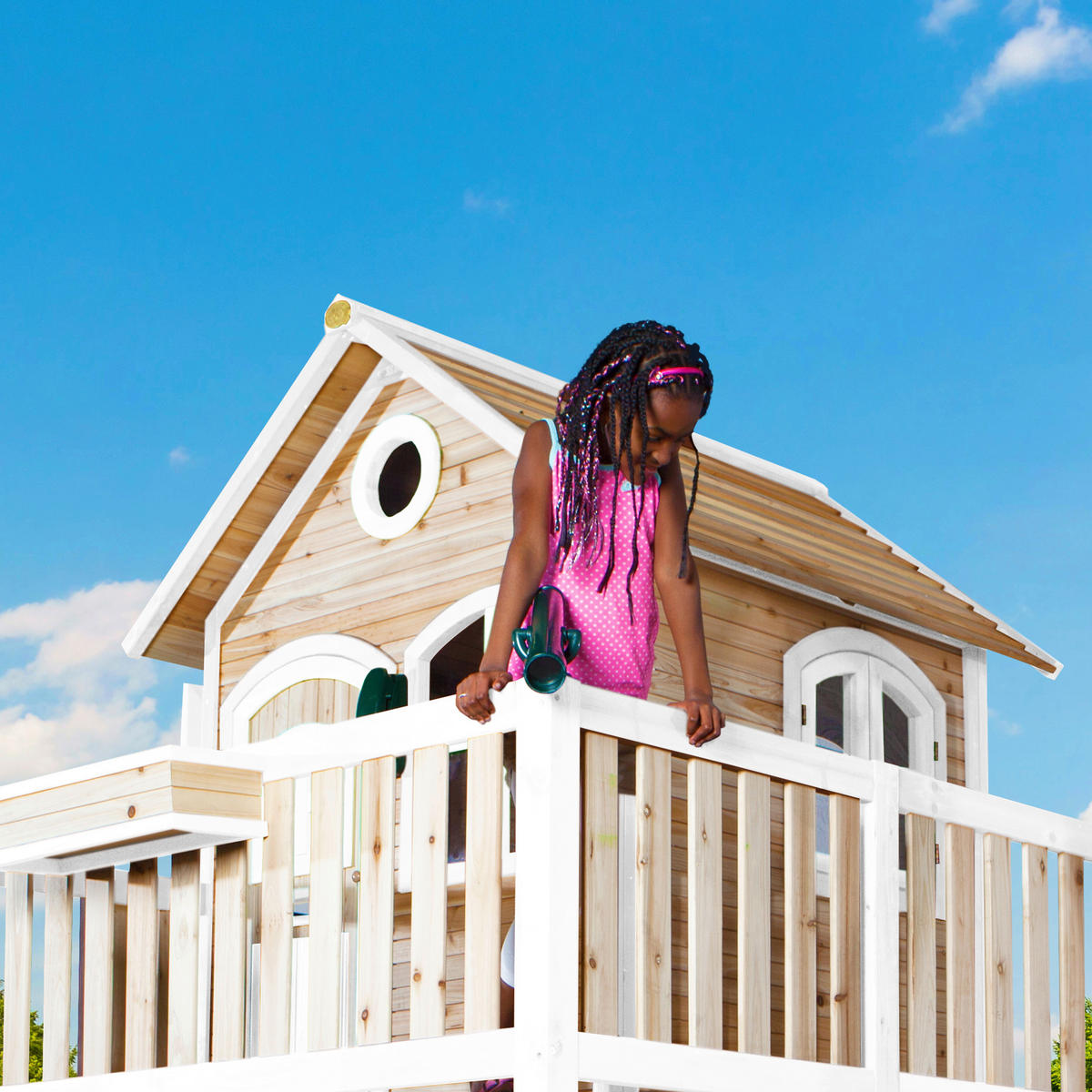 SPIELTURM 377/291/255 cm  - Rot/Braun, KONVENTIONELL, Holz (377/291/255cm) - Ambia Garden