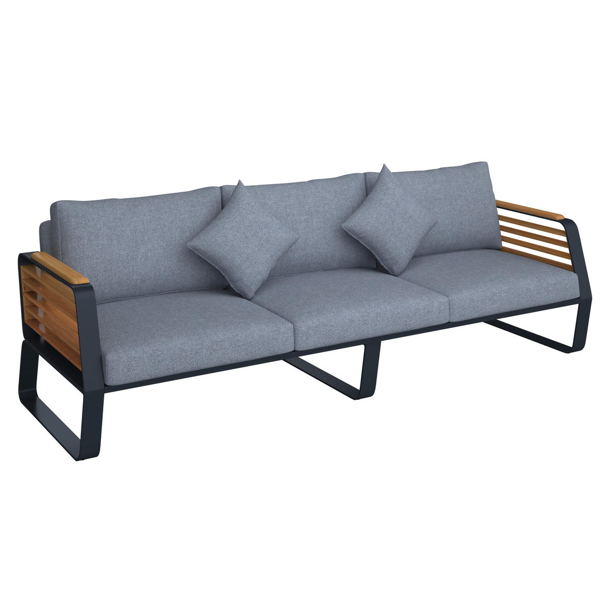 LOUNGEGARNITUR Teakholz Aluminium  - Dunkelgrau, MODERN, Holz/Metall - Ambia Garden