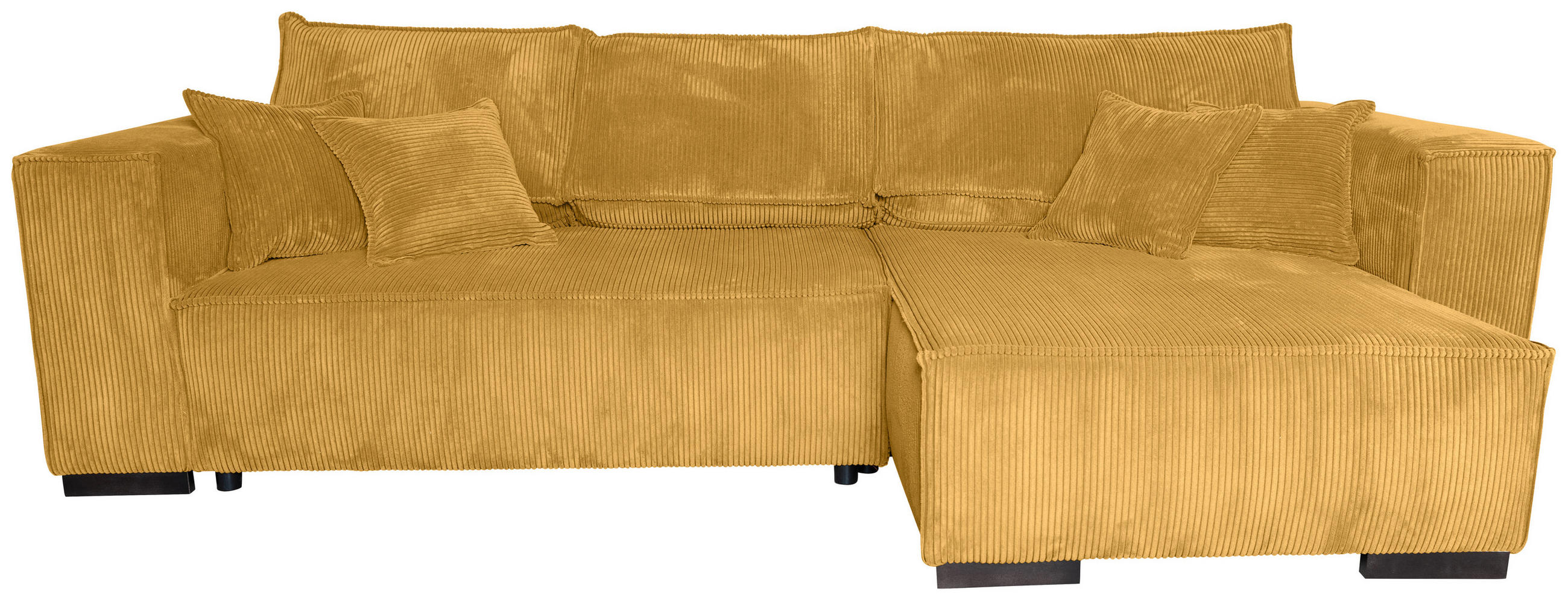 ECKSOFA Senfgelb Cord  - Senfgelb/Braun, KONVENTIONELL, Holz/Textil (293/160cm) - Carryhome