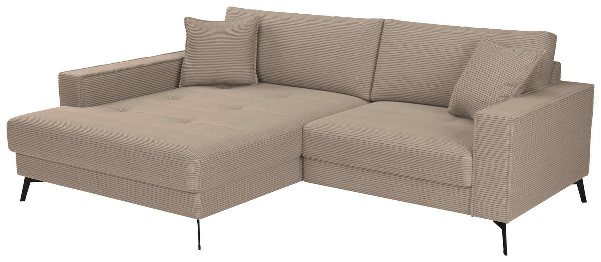 ECKSOFA TED Braun Cord Zierkissen  - Schwarz/Braun, Trend, Textil/Metall (174/228cm) - P & B