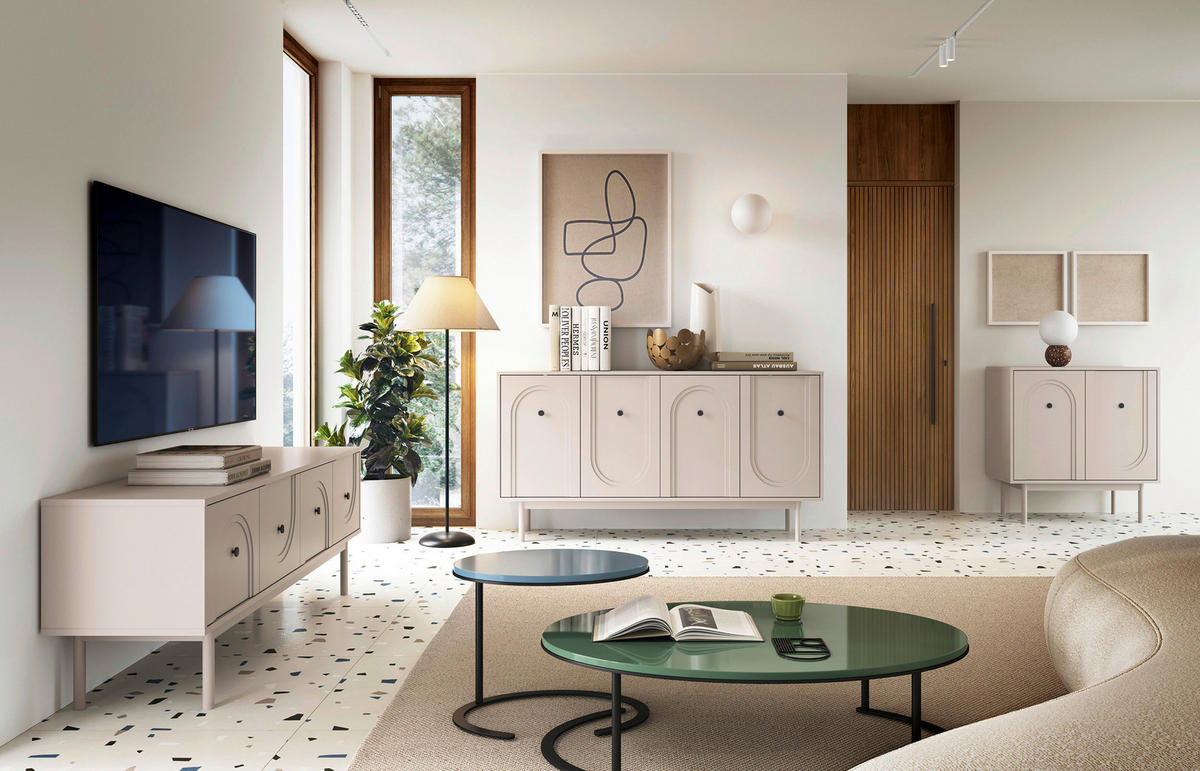 SIDEBOARD Vilama  in 154/84/39 cm  - Kaschmir/Goldfarben, Design, Holzwerkstoff/Metall (154/84/39cm) - Xora