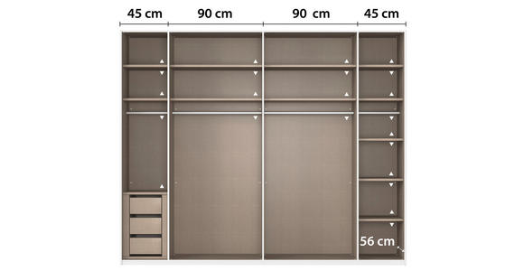 SCHWEBETÜRENSCHRANK 271/223/68 cm 2-türig Weiß, Eiche Artisan  - Eichefarben/Weiß, Design, Glas/Holzwerkstoff (271/223/68cm) - Xora