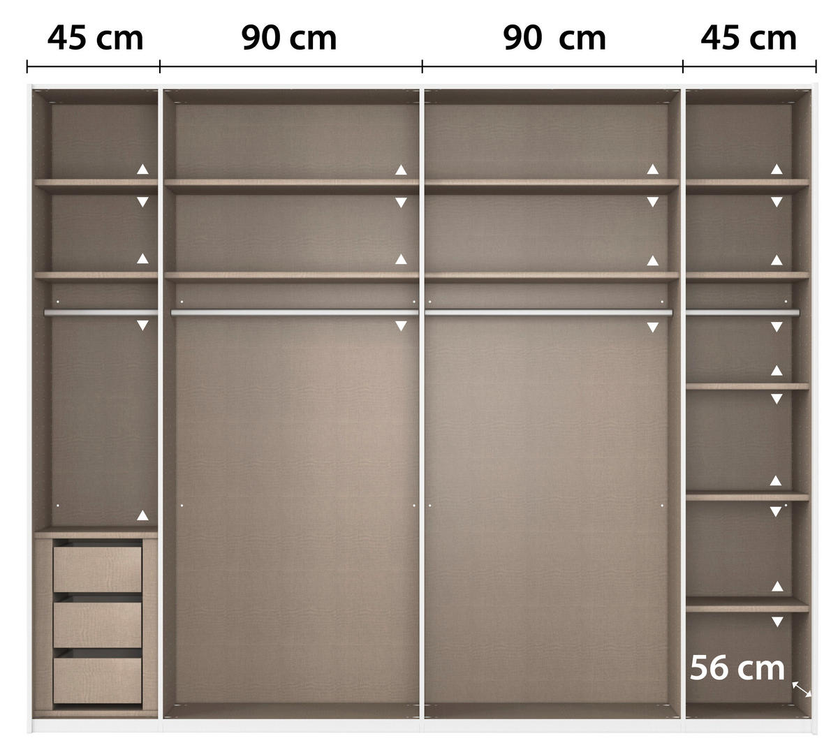 SCHWEBETÜRENSCHRANK 271/223/68 cm 2-türig Weiß, Eiche Artisan  - Eichefarben/Weiß, Design, Glas/Holzwerkstoff (271/223/68cm) - Xora