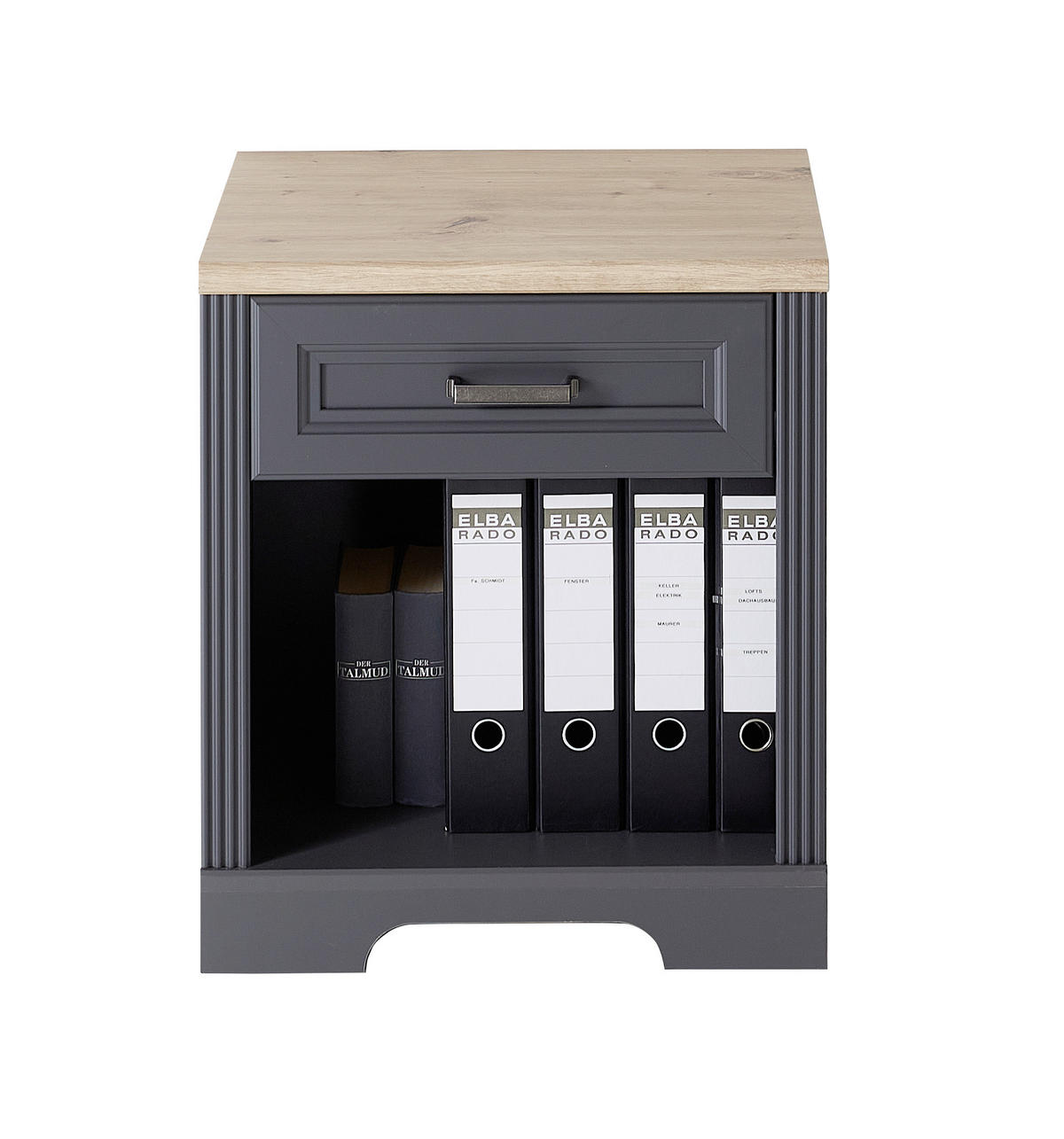 Rollbox  54/62/39 cm  - grafit/stejar Artisan, Romantik / Landhaus, metal/material pe bază de lemn (54/62/39cm) - Landscape