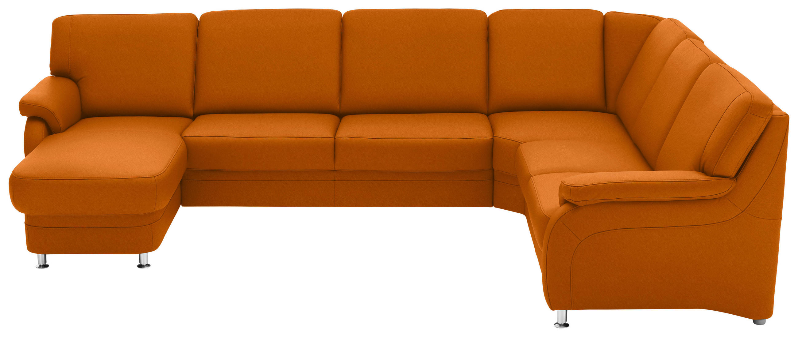 WOHNLANDSCHAFT  in Echtleder Orange  - Alufarben/Orange, KONVENTIONELL, Leder/Metall (165/329/239cm) - Beldomo Premium
