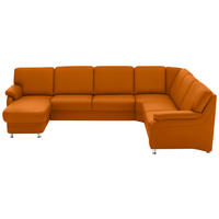 WOHNLANDSCHAFT  in Echtleder Orange  - Alufarben/Orange, KONVENTIONELL, Leder/Metall (165/329/239cm) - Beldomo Premium