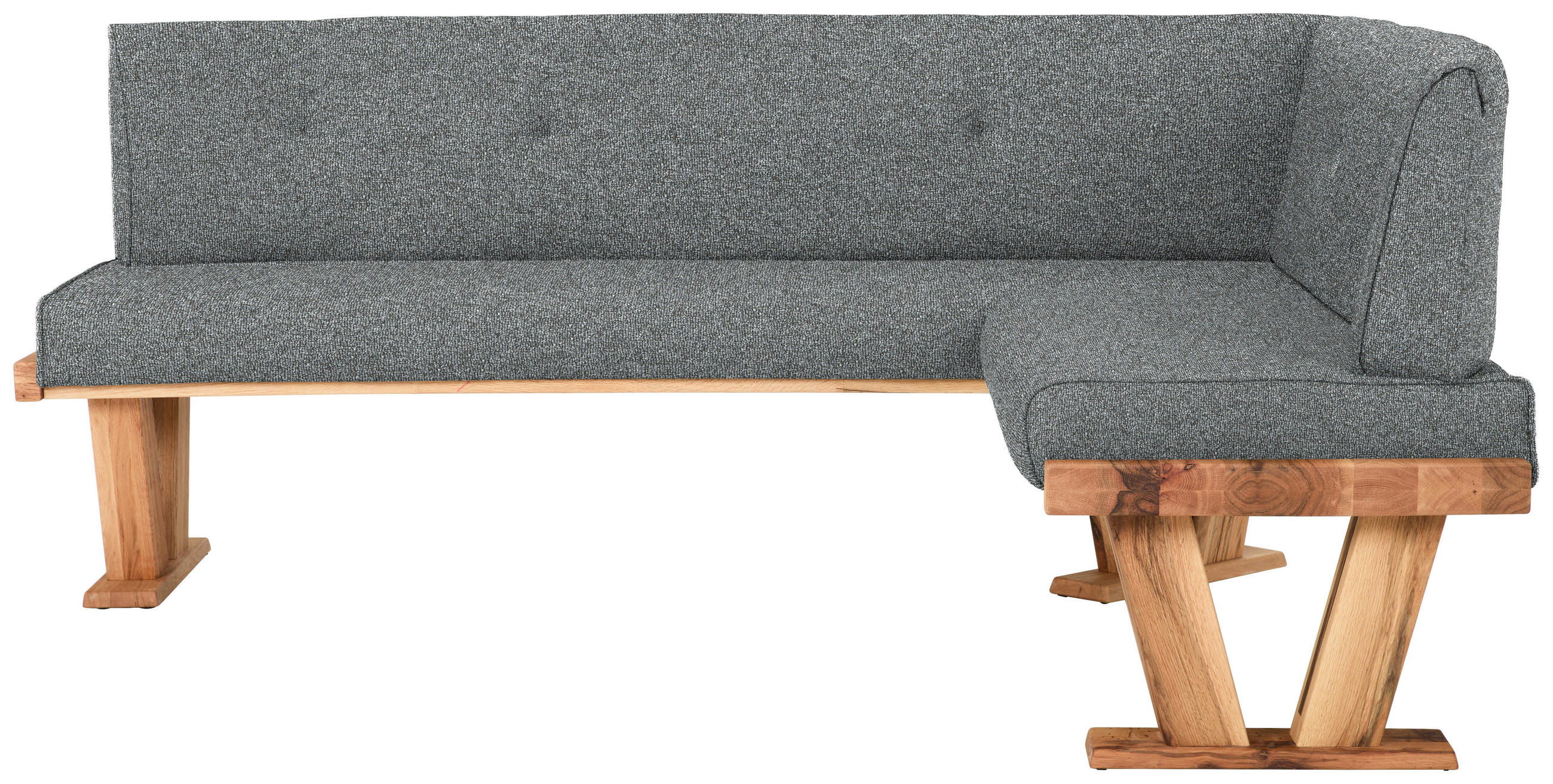 ECKBANK Holz, Textil Dunkelgrau  - Eichefarben/Dunkelgrau, Natur, Holz/Textil (225/155cm) - Moderano