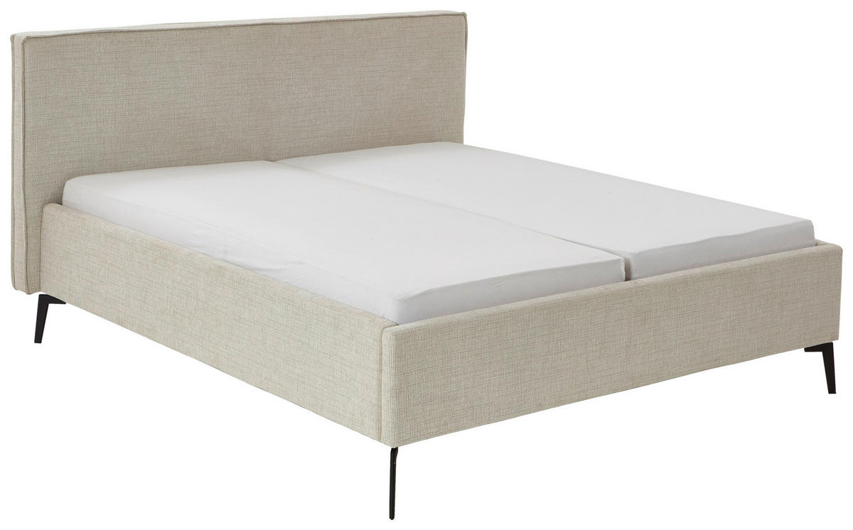 POLSTERBETT 160/200 cm  in Greige  - Greige/Schwarz, Design, Textil/Metall (160/200cm) - home24
