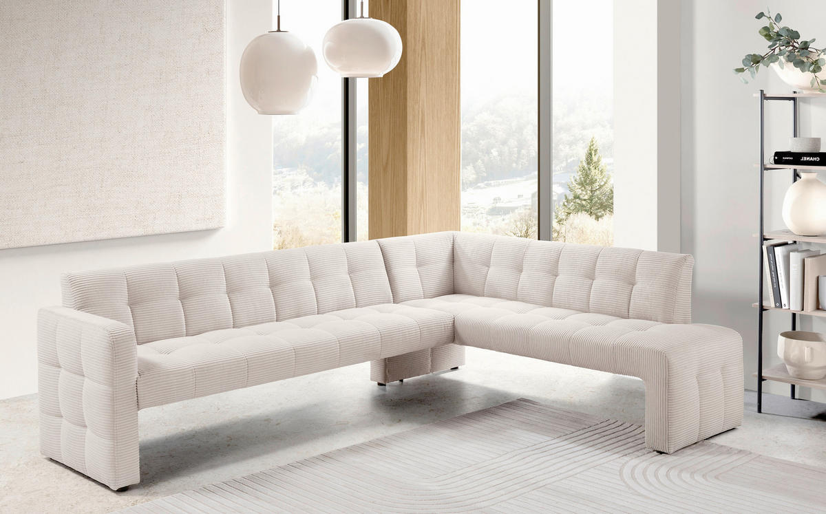 KLUPA KUTNA  bež  drvo, tekstil, drvni materijal      - bež/crna, Moderno, drvni materijal/drvo (265/197cm) - Livetastic