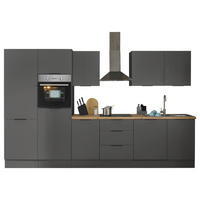 KÜCHENBLOCK MULTAN  in Graphitfarben  - Schwarz/Graphitfarben, Basics, Holzwerkstoff/Metall (340/211/60cm) - Carryhome