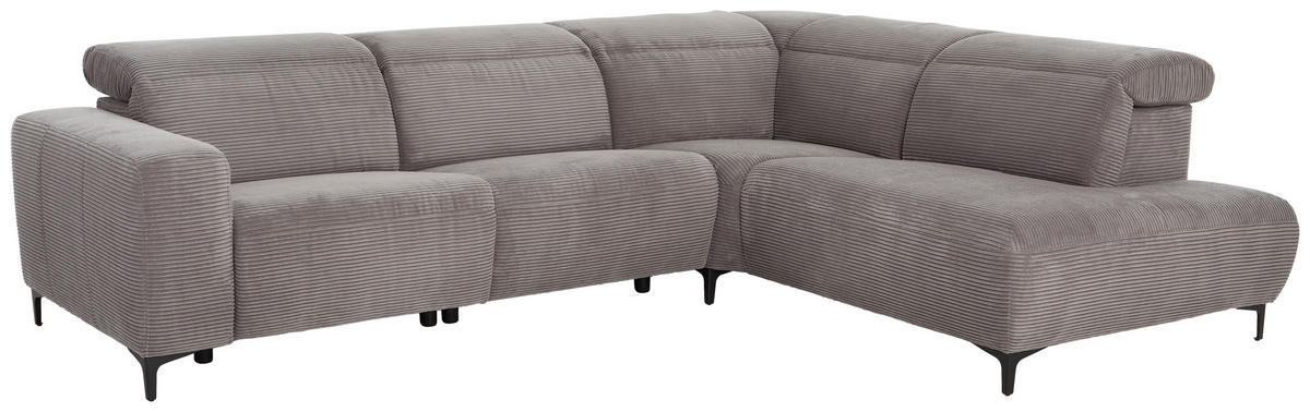 ECKSOFA in Cord Dunkelgrau  - Dunkelgrau/Schwarz, Design, Textil (290/223cm) - Pure Home Lifestyle