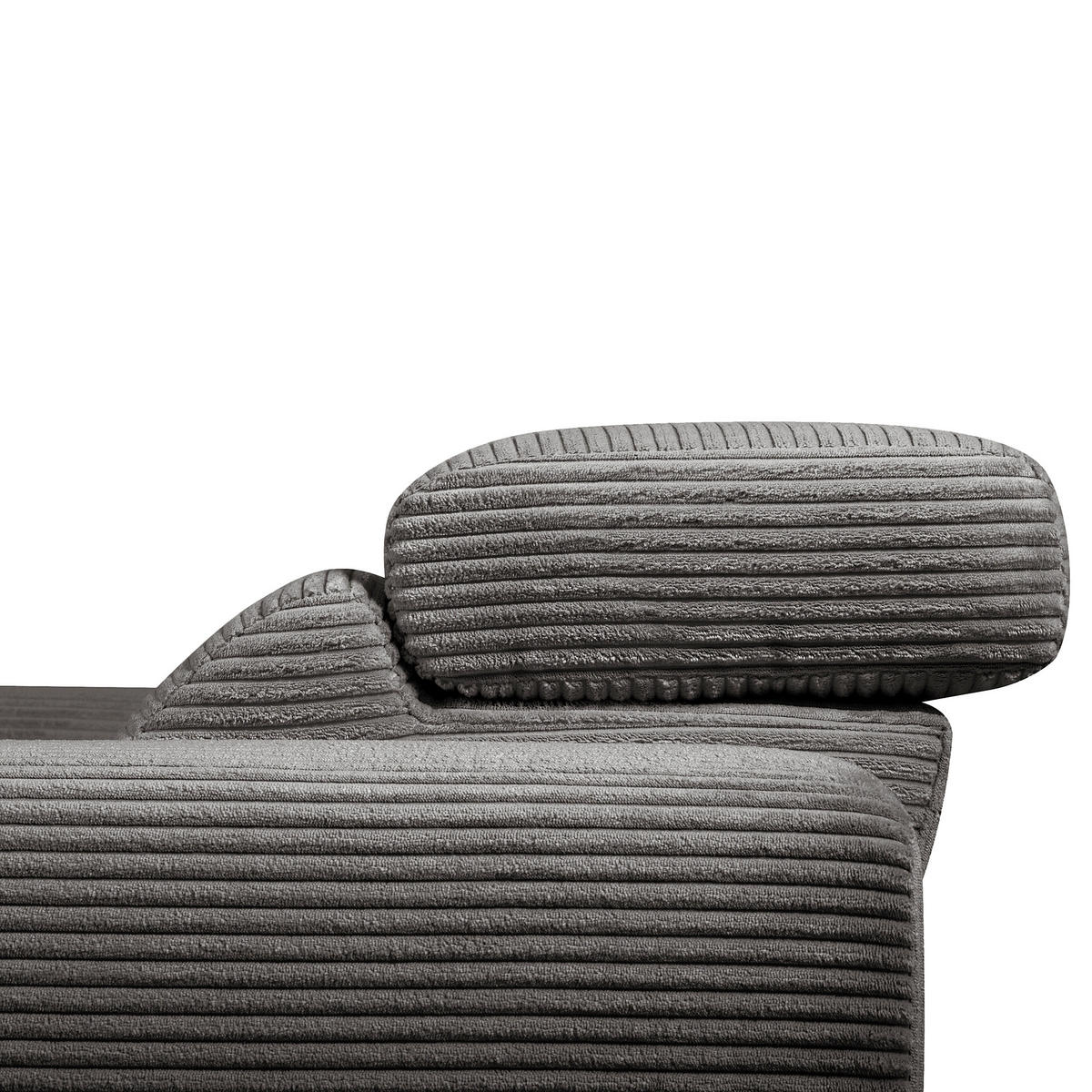 ECKSOFA RENO Grau Cord Relaxfunktion, Kopfteilverstellung  - Schwarz/Grau, Design, Kunststoff/Textil (184/248cm) - Livetastic