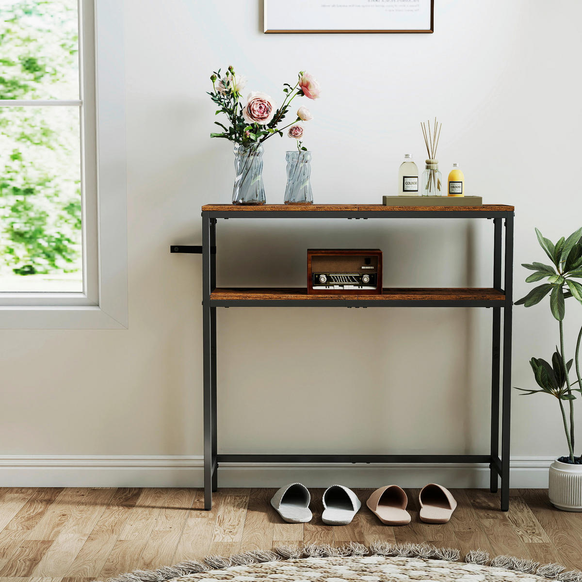 KONSOLENTISCH Schwarz, Dunkelbraun  - Dunkelbraun/Schwarz, Trend, Holzwerkstoff/Metall (80/20/80cm) - Boxxx
