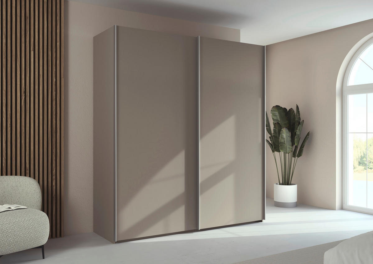 SCHWEBETÜRENSCHRANK 201/223/69 cm,  in Alufarben, Fango, 2 Tür(en)  - Fango/Alufarben, Basics, Holzwerkstoff/Metall (201/223/69cm) - Rauch Möbel