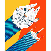 FOTOTAPETE WINGMAN BACK TO 70S  - Blau/Gelb, Design, Textil (200/250cm) - Star Wars