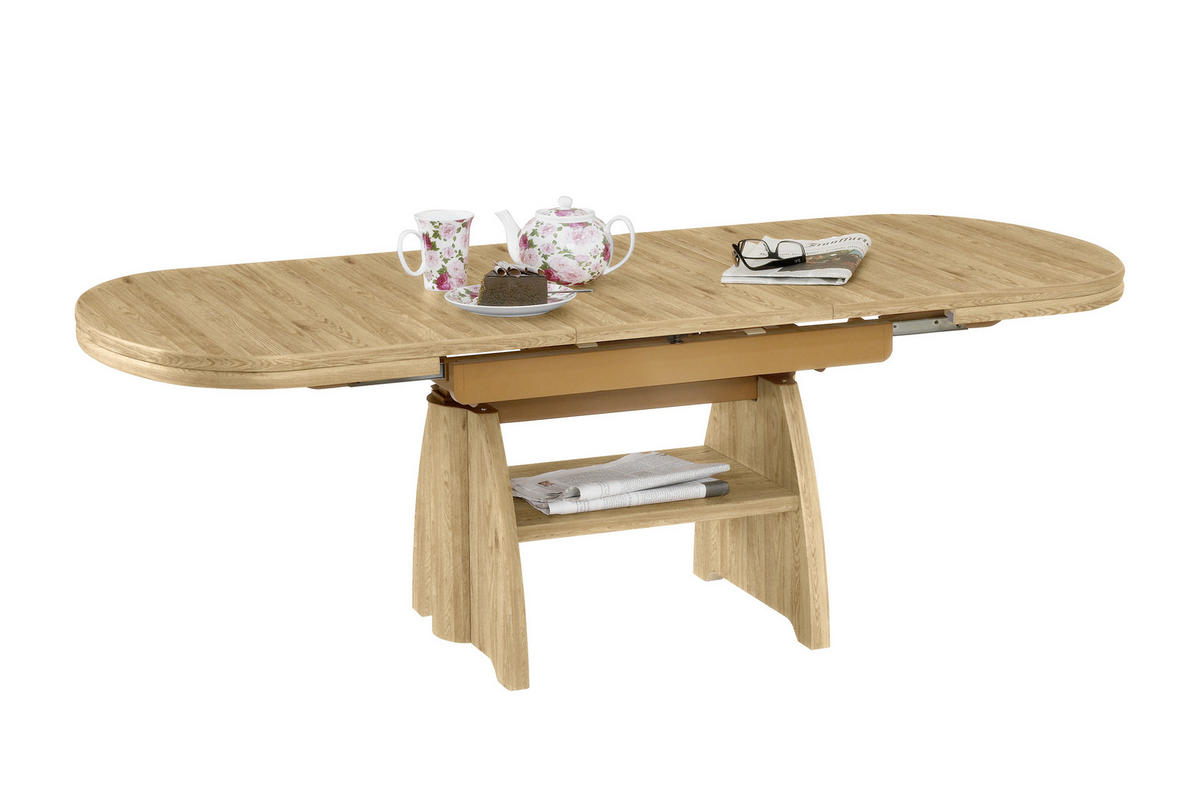 COUCHTISCH in Metall, Holzwerkstoff 125-165,5/71/56-75 cm  - Wildeiche/Eiche Bianco, Konventionell, Holzwerkstoff/Metall (125-165,5/71/56-75cm) - Venda